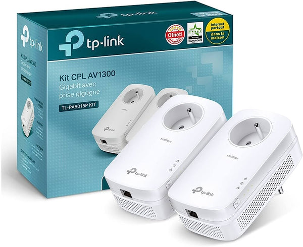 TP-LINK TL-PA8015P KIT - Courant porteur 2 adaptateurs CPL 1300 Mbps, prise intégrée