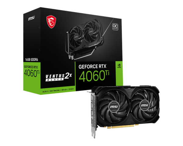 Carte graphique MSI RTX 4060 Ti VENTUS 2X BLACK 16G OC (16.0G, PCI-E, VENTIL.)