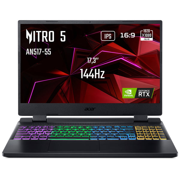 Portable Acer Nitro AN517-55-56X0 / Intel Core i5 / 16Go / 512GoSSD / NVIDIA® GeForce RTX™ 4050 6GO / 17,3" FHD IPS MATE 144Hz