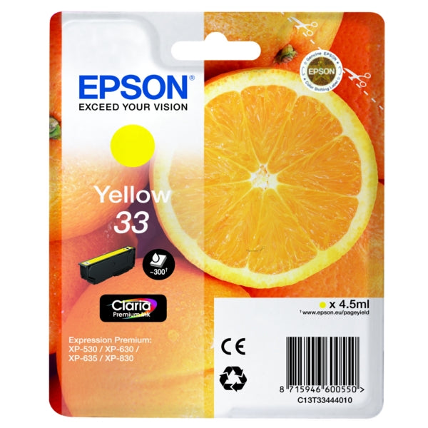 EPSON CLARIA PREMIUM 33 JAUNE C13T33444022 - Declic Informatique