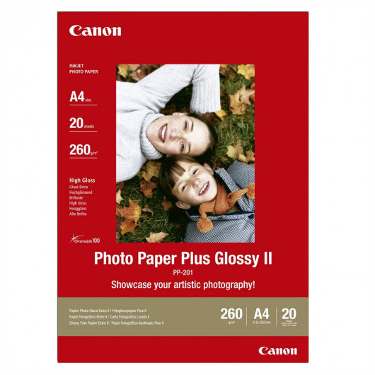 PAPIER PHOTO CANON - A4 - 210 mm x 297 mm - Brillant - 20 Feuilles - Declic Informatique